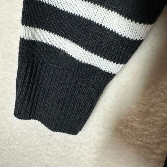 Just My Size Women's 1X Black Striped Hooded Cardigan Long Sleeve - Picture 9 of 11